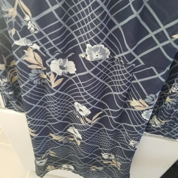 Modcloth Blue Floral Semi  Sheer Dress Belted XL - Picture 11 of 11